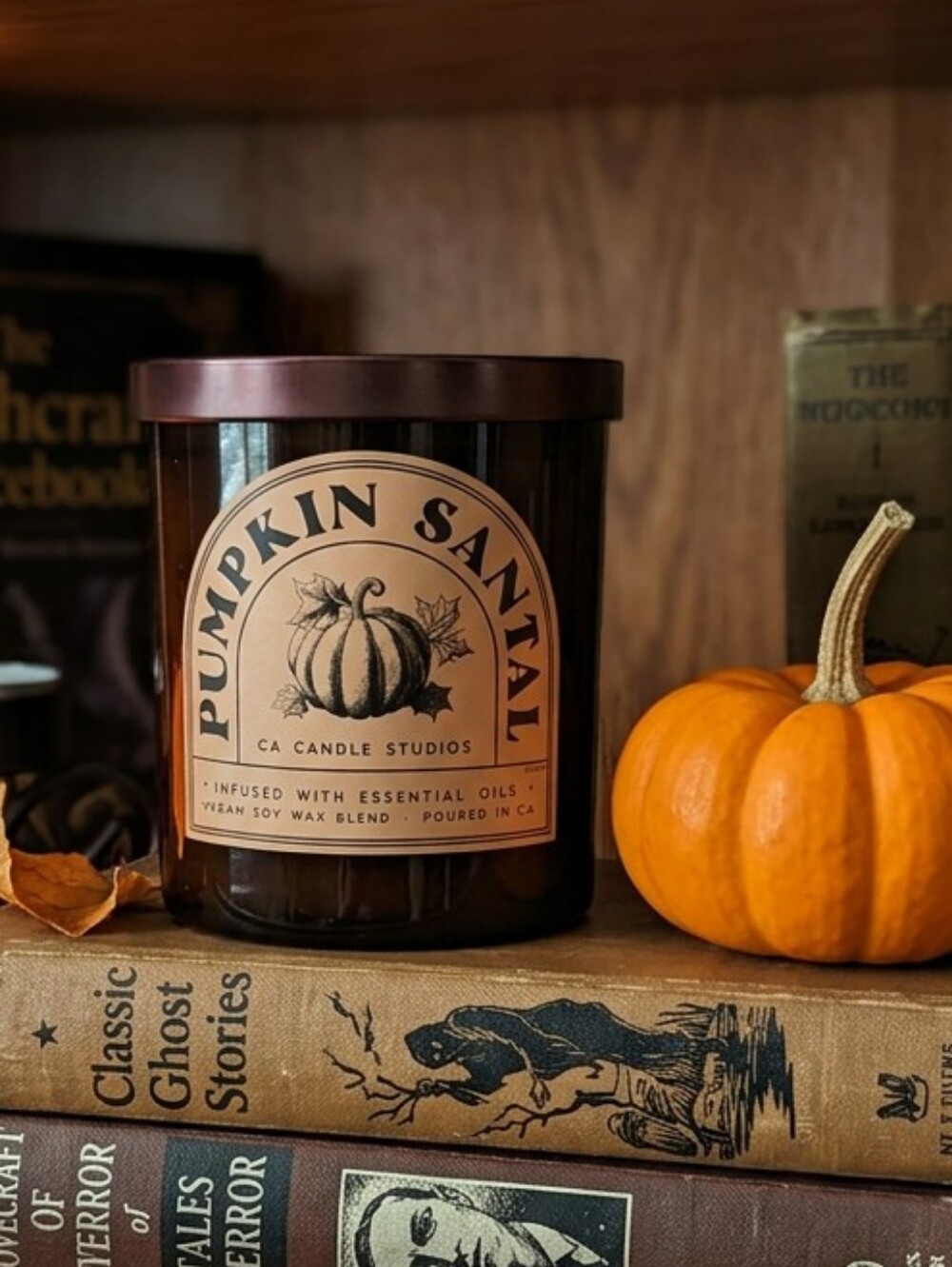 New 9 Oz. Pumpkin Santal Candle California Candle Co. Brown Jar One Wick Soy Wax